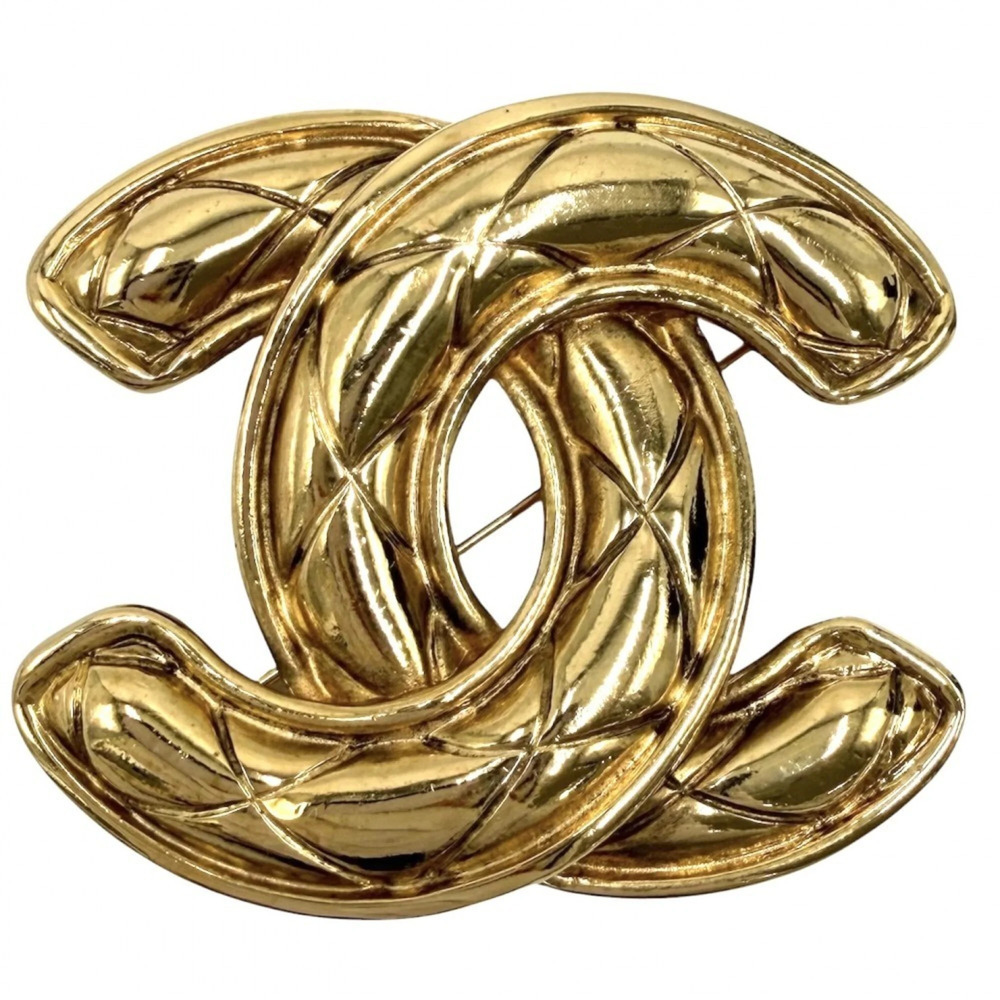 CHANEL Vintage Gold Logo Brooch